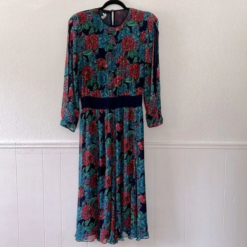 Vintage Diane Freis cottagecore embellished tea party dress 12